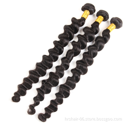Loose Peruvian Hair Bundles with Closure Human Remy Hair loose deep wae peruvian human hair bundle with closure